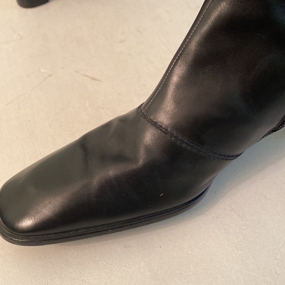 Salvatore Ferragamo Black Leather Mid-Calf Heeled Boots 8.5 - Picture 4 of 16